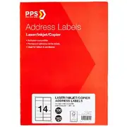 PPS Inkjet Laser Address Labels 14UP 100 Sheets