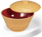 J-Kitchens TA Bamboo Shaped Bowl (Soup Bowl, Bowl, Bowl, Lacquerware) (Large) Sesame Takeuchi Vermilion (Lid Lid) 4.5 x 4.5 x 3.4 inches (11.5 x 11.5 x 8.7 cm), Heat Resistant ABS Resin, Made in