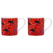 2x Ashdene Maarakool Art 350ml Coffee Mug Cup New Bone China Fire-Stick Farming
