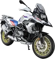 Alloy Racing Motorcycle Diecasts Street Sports Motorcycle Model 1/9 for R1250 GS Simulation with Light Collection Gift Motorcycle Model with Steering Movable Stand(White no Trunk)