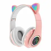 Bluetooth 5.0 Wireless Headphones Cat Ear LED Lights Earphone Headset Kids Gifts