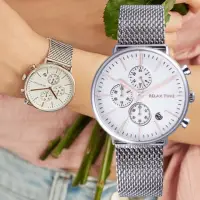 在飛比找momo購物網優惠-【Relax Time】日本機芯三眼計時腕錶/白40mm(R