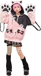 [Miccostumes] Women‘s Hoodies Long Sleeve Drawstrings Hooded Cat Sweatshirt with Detachable Bag Furry Paw Gloves