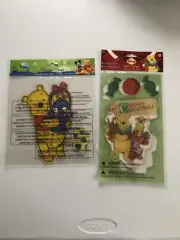 Vtg Window Clings Disney WINNIE THE POOH Easter Christmas Sheets Static Cling