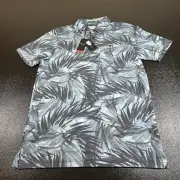 Travis Mathew Polo Shirt Mens Medium Blue Floral Golf Athletic Short Sleeve New