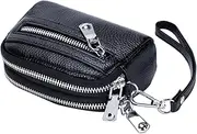 [AOKWAWALIY] Wallet Double Zippered Coin Purse Small Card Pouch Identification Card Bag Zipper Design Card Pouch for Travel Party Shopping