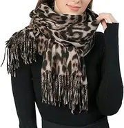 [HinyBoeh] Winter-Women-Scarf Soft-Classic-Leopard-Scarves Warm Faux-Pashmina Shawls-Wraps(28'W X 71''L)
