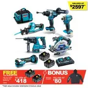 MAKITA 18V Brushless 6 Piece 2 x 5.0AH Combo Kit DLX6137TX1