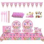 Cocomelon Birthday Party Decoration Set & Pink Cocomelon Tableware Kit - 133 pcs