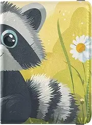 [Amooorous] Cartoon Cute Robust Raccoon Gray Leather decorative Passport Holder Cover Vaccine Case Protector Cover Travel Passport Wallet Ultra Slim, cartoon cute Robust Raccoon gray, 1 size