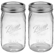 Quart (32oz) Jar with Silver Lid, Wide Mouth, Set of 2