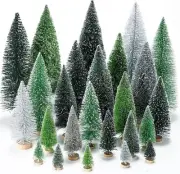 25 Pcs Christmas Trees Artificial Pine Trees Sisal Trees Bottle Brush Trees wood
