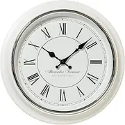 The Classic Analog White Wall Clock Italian Style Sant’ Ambrogio Quartz Movement Roman Numerals Over 1 Ft Diameter Requires 1 AA Battery (Not Included) by Whole House Worlds