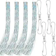 Lewtemi 4 Pcs Bird Scarer Windsock Wind Socks Outdoor Heavy Duty Silver