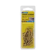 Zenith 8G x 30mm Brass Plated Hinge-Long Threads Countersunk Head Timber Screws - 25 Pack