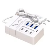 35W 6-Port USB PD Power Strip 3USB-A+3USB-C PD Fast Charging Rack Charger EU Plug US Plug for iPhone 15 14 13 Pro for Hu