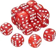 uxcell 20Pcs 6 Sided Colored Standard Dice, Acrylic D6 Mini Polyhedral Pearl Pattern Game Dice Set for Table Games or Math Learning, Red/White Point