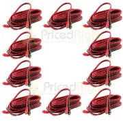 10 Pack DS18 12 Ft 2 Channel RCA Cables Car Audio Shielded Interconnect Amp