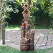 Birdhouse Water Garden Fountain Tall Outdoor 3-Tier Yard Art Decor 35 in. NEW