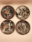 222 Fifth Halloween Bicycle Dapper Skeleton Set Of 4 Salad Plates 8"