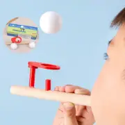 Wooden Suspension Ball Blower Sports Foam Balls Floating Kids Blow Pipe + 2 Ball