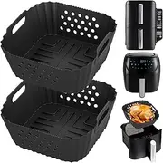 2PCS Air Fryer Silicone Liners for Ninja Double Stack Air Fryer 7.6l SL300UK / Russell Hobbs Air Fryer 4L, 4L Air Fryer Silicone Liners Square, Comptible with Ninja SL300UK, Tower, Philips 3.8L-4.5L