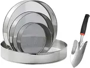 SHENMAIDAY Soil Sieve with Shovel Set, Round Powder Sieve fine mesh Sieve, Stainless Steel Sieve Plate, Pot Garden Sieve, Sand Sieve Filter for Soil, Sand, Stone and Seeds, Gardening Tools