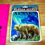 Alaska Decal sticker - Grizzly Bear & Aurora Northern Lights Beautiful