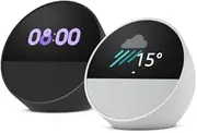 2 x All-new Amazon Echo Spot (2024 release) Black and Glacier White