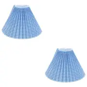 2 Pieces Blue Lattice Lampshade with Pleated Lampshades for Table