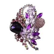 Violet Lavender Rhinestone A/B Crystal Brooch Cluster Bouquet Silver Tone