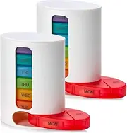 MEDca Weekly Pill Organizer, 1 Dispenser, 7 Stackable Multi-Color Compartments Four Times-a-Day - Morning, Noon, Evening, and Bedtime, White, 2-Pack
