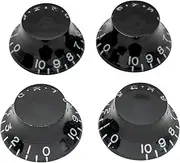 Musiclily Pro Left Handed Inch Size Fine 24-Spline Top Hat Bell Knobs Tone Volume Control Knobs for USA LP SG Style Electric Guitar, Black (Set of 4)