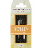 Bohin Tapestry Hand Needles Blunt Point 6 Pack for Canvas Stitching