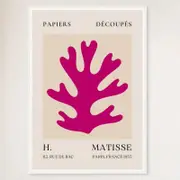 Galrie Papiers Découpés H. Matisse Art Print Pink Foliage (1955), White Frame, A4 21 x 30cm (8 x 12inch)