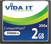 Vida IT 2GB CF Compact Flash High Speed Memory Card 200X Speed 30MB/s IDE 50 Pin For Canon EOS 10D EOS 20D EOS 20Da EOS 300D 30D 350D 400D 40D 50D 5D Mark II EOS 7D EOS D30 SLR Digital Camera