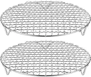 uxcell 2pcs Round Cooking Rack 8.3-inch 201 Stainless Steel Cross Wire Barbecue Grill Net with 20mm Legs for Cooking Baking Steaming BBQ