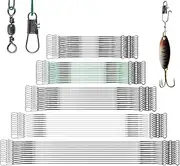 60PCS Wire Traces Pike Fishing, Fishing Leaders with Swivels, 5 Sizes Fish Line Stainless Steel Wire with Swivel Buckles Fishing Line for Lures Bait Rig Hooks Fishing(3.9/5.9/7.8/9.8/11.8in)