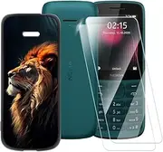 Printed TPU Case + 2-Pack Tempered Glass Screen Protector Compatible with Nokia 215 4G 2020, Artistic Slim Shockproof Cover, Anti-Scratch, Full Protection