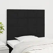 Headboards 2 pcs Black Fabric Upholstered Adjustable Headboard King Size Bed Frame Headboard Wood Tall 80x5x78/88 cm