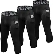 [YUSHOW] 2-3 Pack 3/4 Men's Compression Pants Tights Athletic Running Workout Leggings Quick Dry Sports Baselayer