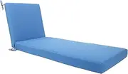 California Umbrella, 24 x 78 Inch, Premium Outdoor Memory Foam, Olefin Fabric with Ties Chaise Lounge Cushion, 24"x78", Frost Blue
