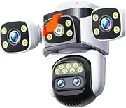 10K UHD WiFi6 Camera 20MP Security CCTV Camera Four Lens Four Screen Auto Tracking Outdoor Home Surveillance Cam IP(E/U,10K Cam 256G)