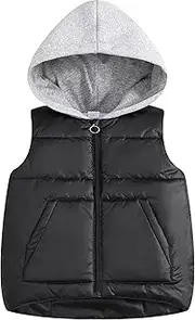 [SEAUR] Children's Girls Boys Quilted Vest Down Vest Puffer Vest Winter Vest Sleeveless Jacket with Hood