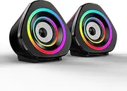 xinyee Home Speaker Set Desktop PC Computer Speakers 3.5mm Wired Laptop Speakers USB Powered Sound Box with RGB Atmospheric Lights