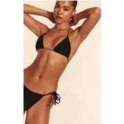 Black Triangle Tie Back Bikini Top, Black