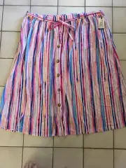 Terra & Sky Womens Plus Size Skirt Multicolor Stripe Maxi Button Front Size 1X