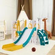 Costway7 in 1 L-shaped Toddler Swing and Slide Set with Swing for Toddler-Yellow
