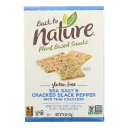 Back To Nature Crackers - Sea Salt and Cracked Black Pepper Rice - Case of 12...