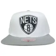 Brooklyn Nets Mitchell & Ness NBA Snapback Cap Hat 3D Logo White Gray NWT